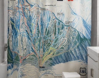 Jackson Hole Ski Map Shower Curtain – Winter Cabin Decor