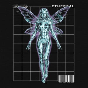 Cyber Fairy PNG, Vintage Halftone Wings - Retro Y2K Grunge Art DTF DTG Shirt Design