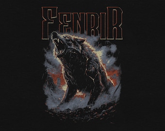 Fenrir Wolf Retro Shirt Desgin Graphic - Norse Mythology Halftone PNG, DTF DTG Print