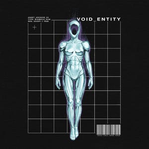 Void Entity PNG, Retro Halbton Alien - Vintage Y2K Future Human DTF DTG Shirt Design