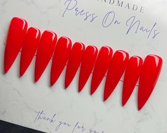 Paznokcie żelowe XXL Stiletto Red Hard-On | Ręcznie robione