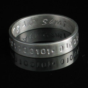 Handmade Sterling Silver Ring 5mm Band Personalized Inspirations - Unisex Stamped Both Sides