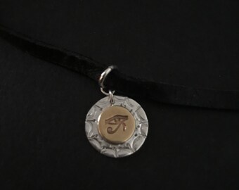 Leather & Sterling Silver Coin Charm Pendant Necklace - Unisex minimalistic contemporary