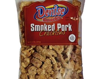 Chicharrones de cerdo ahumados Denise Snacks – Bolsa de 226 g / Bocadillo de cerdo crujiente y ahumado