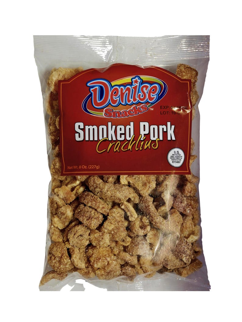 Denise Snacks Smoked Pork Cracklins – 8 Oz Bag | Crispy & Smoky Pork ...