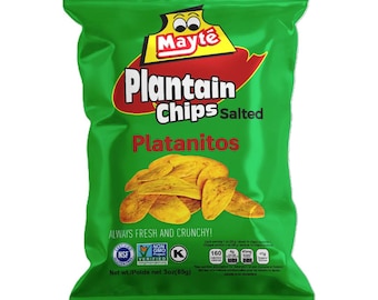 Chips de plátano salado Mayté – Snack de plátano verde sin gluten ni OMG / Bolsa de 85 g