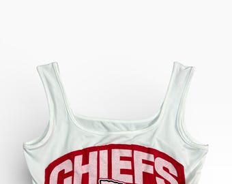 Reworked Crop | “Chiefs Kingdom |Custom Contoured Appliqué | One-of-a-Kind Boutique Fan Gear | Medium