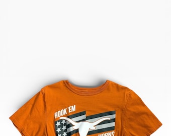Reworked Longhorns Crop | Custom Elastic-Cinched Hem | One-of-a-Kind Boutique Fan Gear | “Hook Em”