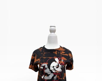 Reworked Ohio State Crop | Hand-Dyed Bleach Effect | One-of-a-Kind Raw Hem Boutique Tee | “Brutus”