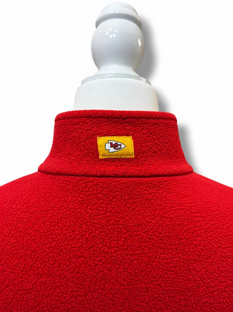 Yellow Can Red Lettering Vintage Kansas City Chiefs Fleece Quarter Zip Small Red Yellow NFL ...