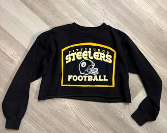 Custom Unique Steelers - Pittsburgh Football Upcycled Crewneck - “Hot Metal”