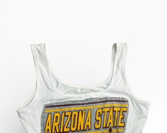Arizona State "Devils" Reworked Crop | Custom Contoured Graphic Patch | One-of-a-Kind Boutique Tank | Large