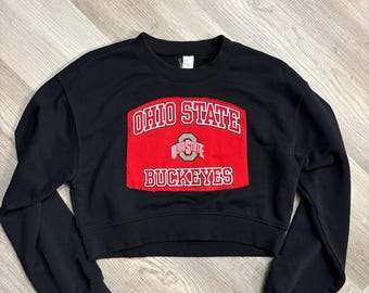 Ohio State Cropped Sweatshirt – Upcycled Raw Hem One-of-a-Kind Streetwear