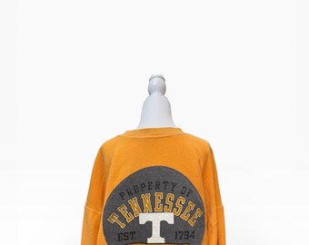 Reworked Tennessee Volunteers Crewneck | Minimalist Front with Custom Back Patch | One-of-a-Kind Boutique Pullover