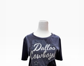 Reworked Dallas Cowboys Crop | Custom Contoured Graphic Patch | Luxury Velvet Boutique Tee “Velvet Star”