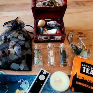 Cornish "Beach in a Box" Pirate Glass Treasure Chest – Sea Glass, Pottery, Smugglers Brew Tea