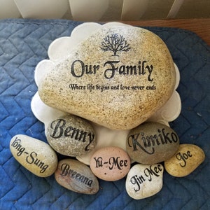 Engraved grandkids real stone, etched stone, namesake stone, family stone,engraved river rocks, garden stones, etched rock, etched