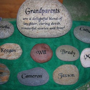 Engraved grandkids real stone, mothers day rock etched stone, namesake stone, family stone,engraved river rocks, garden stones, etched rock image 7
