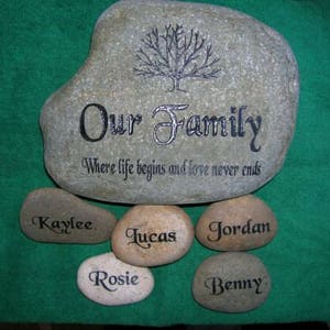 Engraved mothers day stone, etched or carved stone, namesake stone, family stone,engraved rocks, garden stones, etched rock, etched stone