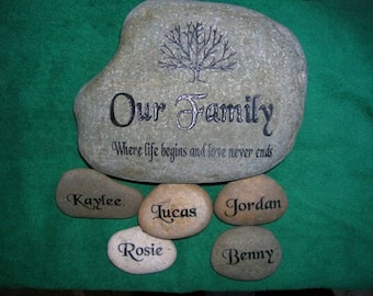 Engraved mothers day stone, etched or carved stone, namesake stone, family stone,engraved rocks, garden stones, etched rock, etched stone