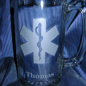 Etched fireman beer mug, engraved beer mug, etched glass mug, engraved glass mug, engraved 21st 40th 50th beer mug, etched 50th mug image 2