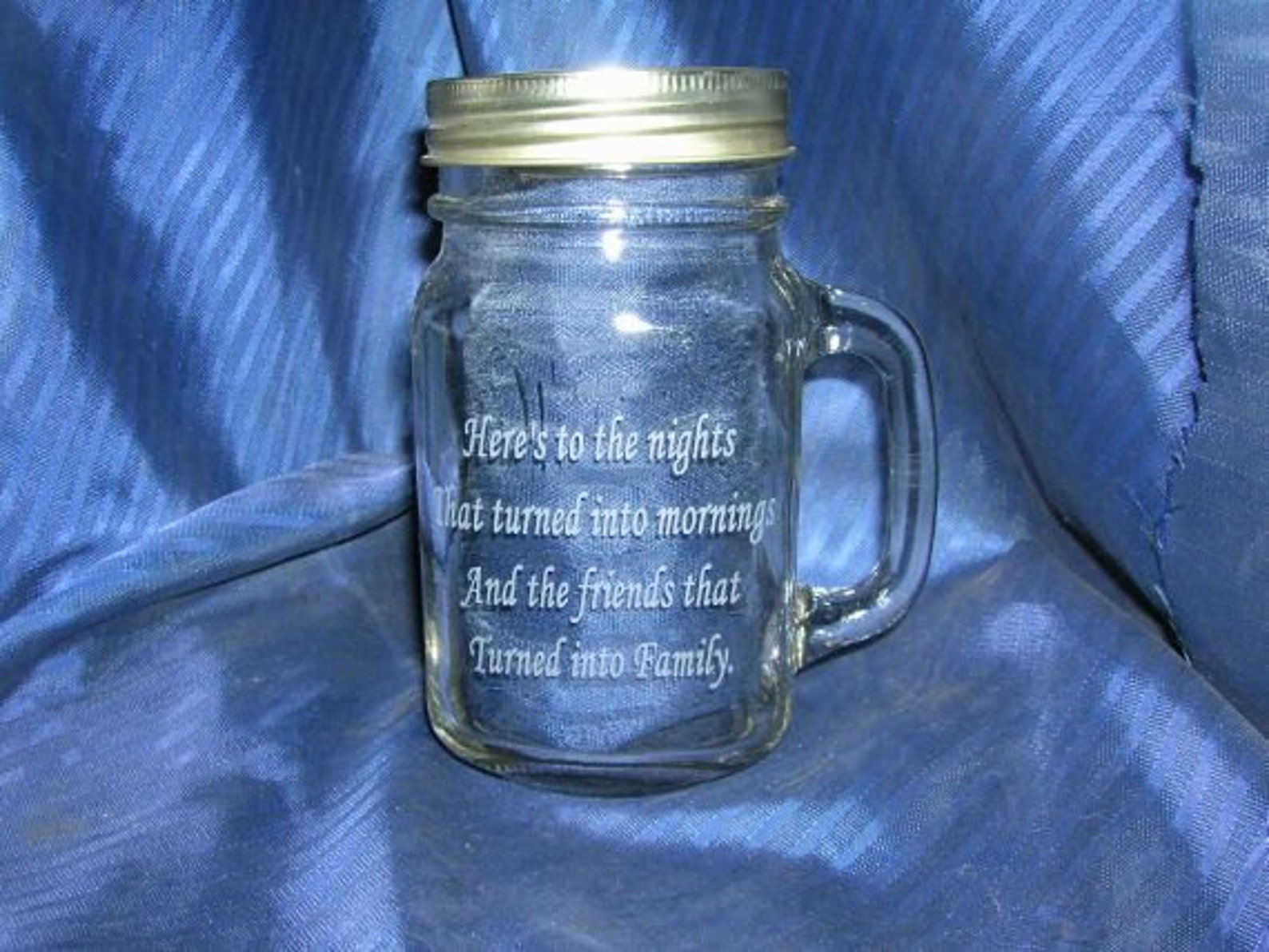Etched Mason Jar Mug Engraved Mason Jar Etched Beer Jar Etsy