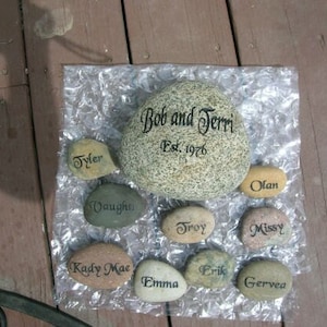 Grandchildren, grandkids sand carved engraved stone, , mothers day stone, namesake stone, family stone,engraved rocks, garden stones, rock
