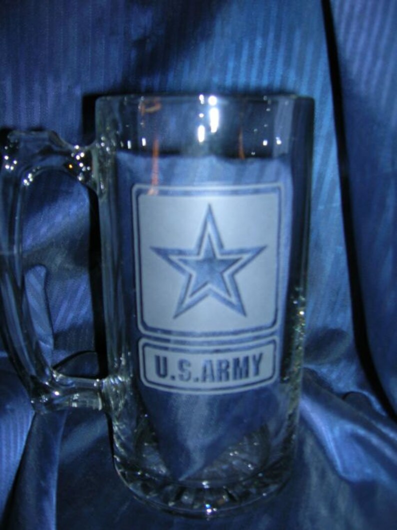 Etched beer glass engraved beer glass etched army glass mug Etsy