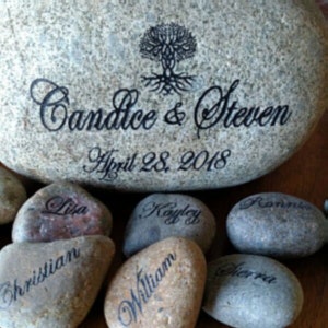 Engraved grandkids real stone, mothers day rock etched stone, namesake stone, family stone,engraved river rocks, garden stones, etched rock