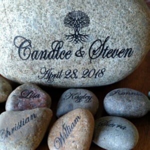 Engraved grandkids real stone, mothers day rock etched stone, namesake stone, family stone,engraved river rocks, garden stones, etched rock image 1