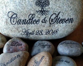 Engraved grandkids real stone, mothers day rock etched stone, namesake stone, family stone,engraved river rocks, garden stones, etched rock