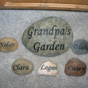 Engraved grandkids real stone, mothers day rock etched stone, namesake stone, family stone,engraved river rocks, garden stones, etched rock image 6