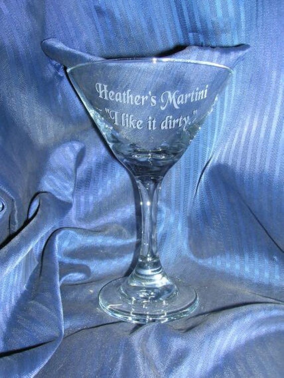 Custom Etched Engraved Martini Glass, Personalized Martini Glass