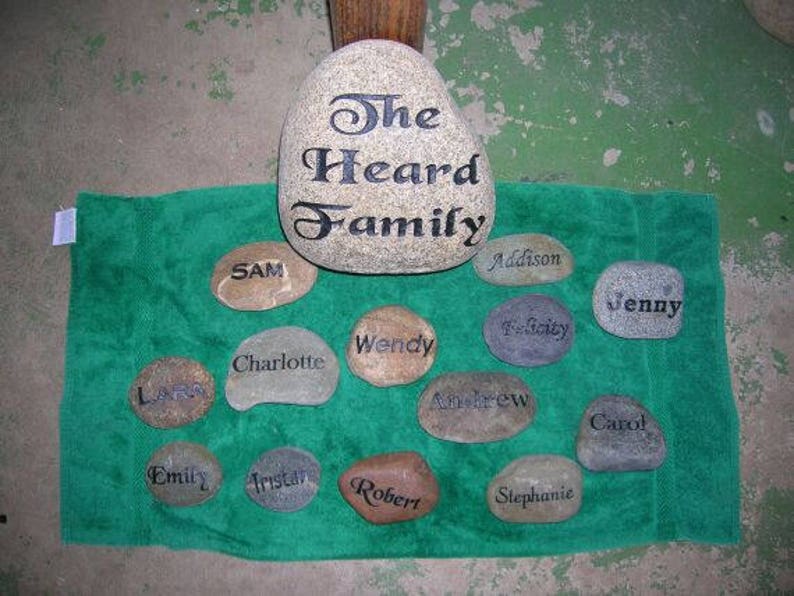 Engraved grandkids real stone etched stone namesake stone Etsy