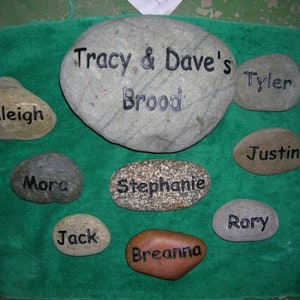 Engraved grandkids real stone, mothers day rock etched stone, namesake stone, family stone,engraved river rocks, garden stones, etched rock image 3
