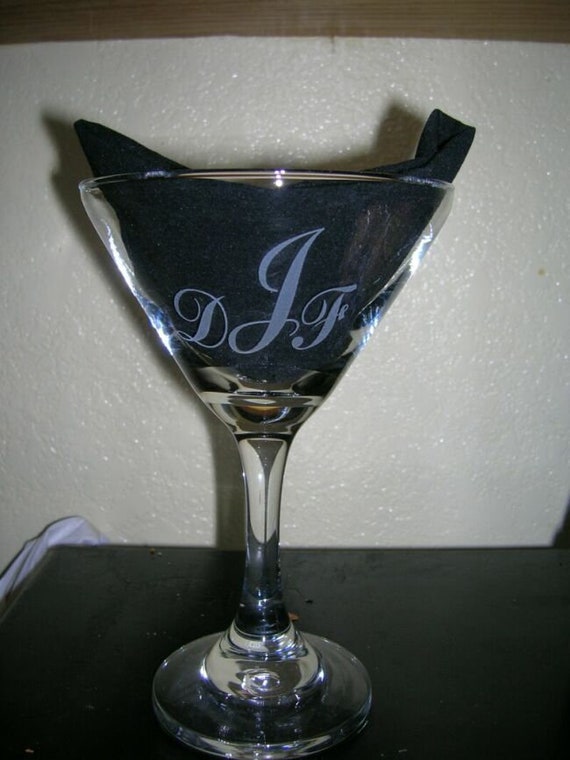 Custom Etched Martini Glass, Sandblasted Glass, Personalized