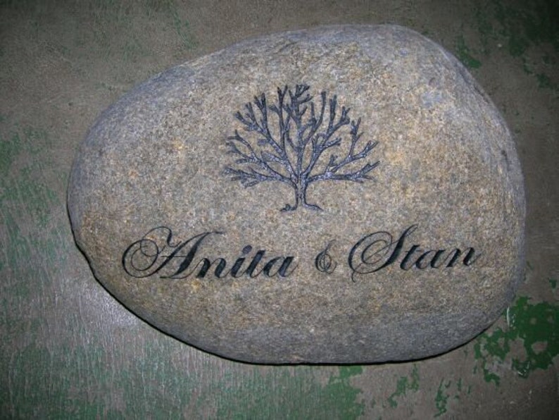 Engraved grandkids real stone, mothers day rock etched stone, namesake stone, family stone,engraved river rocks, garden stones, etched rock image 5