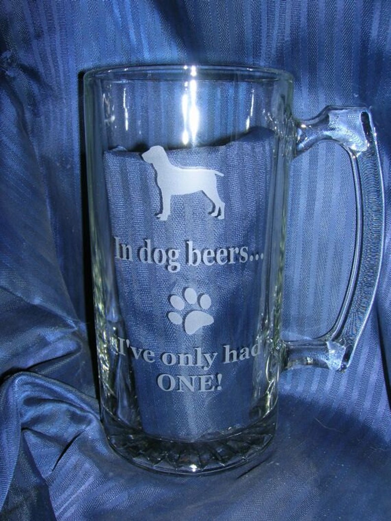 Etched Dog Beer Mug Engraved Beer Mug Etched Glass Mug Etsy