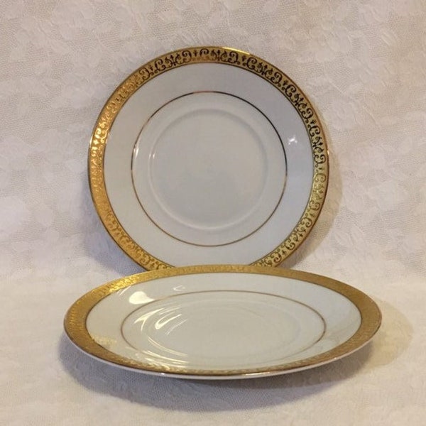 Gold Buffet Royal Gallery Gold Trimmed Saucer Plates Made in Sri Lanka 1991 exclusively for MPD