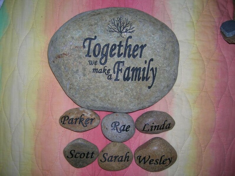 Engraved grandkids real stone, mothers day rock etched stone, namesake stone, family stone,engraved river rocks, garden stones, etched rock image 10