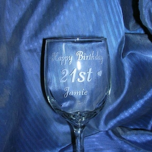 Custom etched wine glass, custom engraved wine glass, personalized wine glass, etched toasting glass, wedding glass, anniversary wine glass
