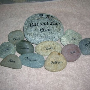Engraved real mothers day stone, etched stone, carved stone, namesake stone, family stone,engraved rocks, garden stones, etched rock