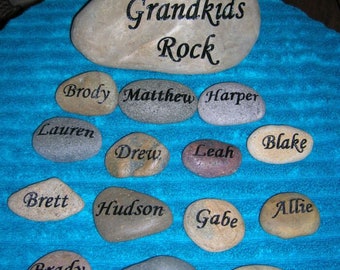 Engraved mothers day stone, etched or carved stone, namesake stone, family stone,engraved rocks, garden stones, etched rock, etched stone