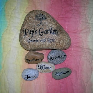 Engraved Grandkids Real Stone, Etched Stone, Namesake Stone, Family ...