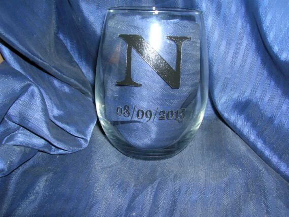 Etched Wine Glass Stemless Wine Glass Engraved Wine Glass Etsy