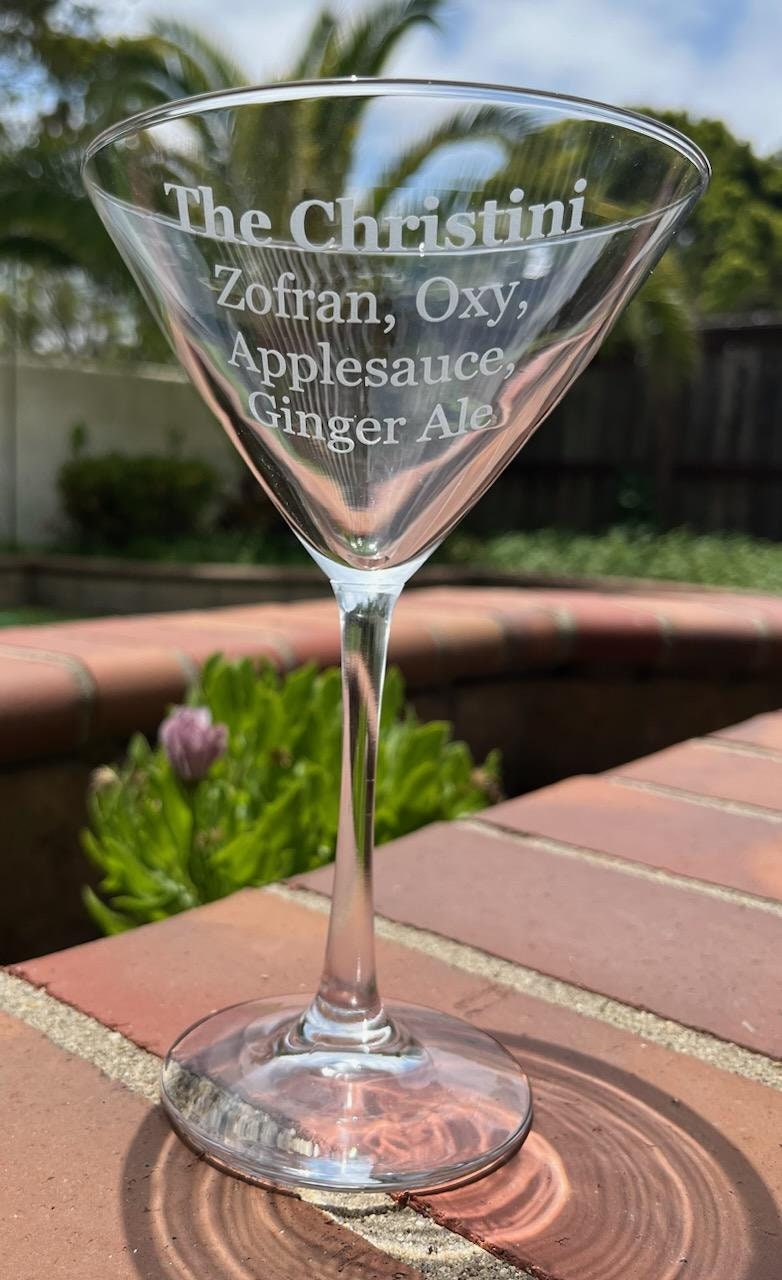 Custom Etched Engraved Beautician Martini Glass, Personalized