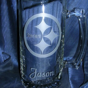 Etched glass beer mug, personalized glass mug, ice tea glass