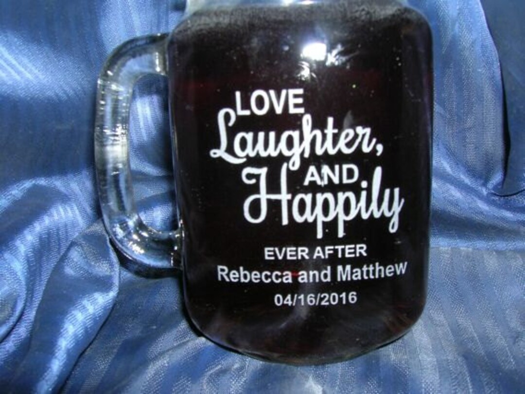 Etched Mason Jar Mug, Engraved Mason Jar, Etched Beer Jar, Engraved