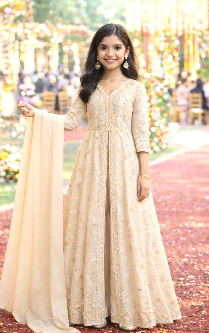 slim fit dress slacks Sarvati Aureolin Yellow Georgette Anarkali Gown main image 0