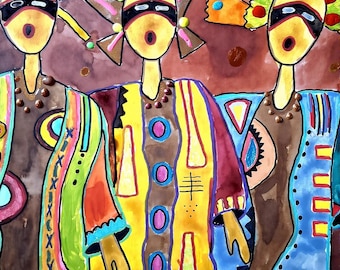 Medizin Frauen Südwesten zeremonielle Kunst Illustration Board (12x16) mit Rahmen Original